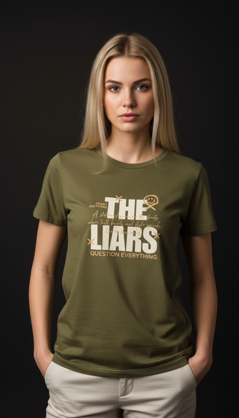 “THE LIARS – Trust Nothing, Question Everything” Graphic Maroon T-Shirt for Women