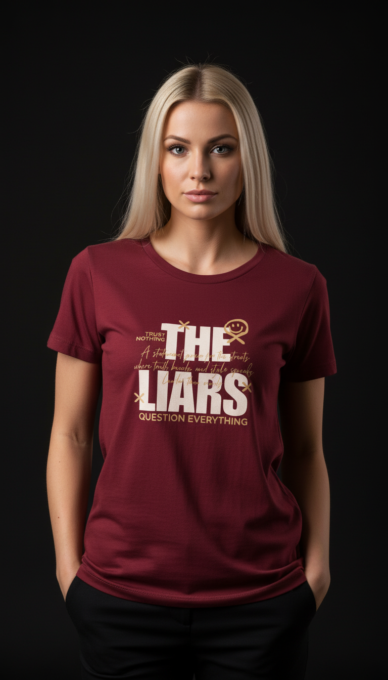 “THE LIARS – Trust Nothing, Question Everything” Black T-Shirt for Women
