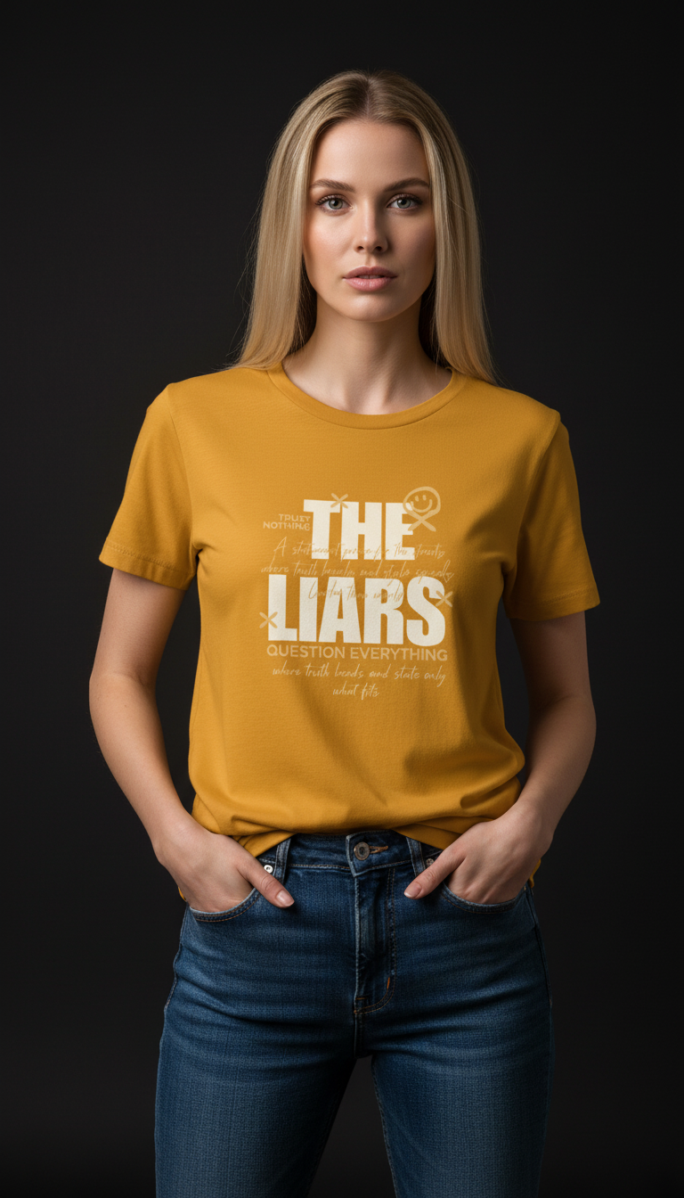 “THE LIARS – Trust Nothing, Question Everything” Black T-Shirt for Women