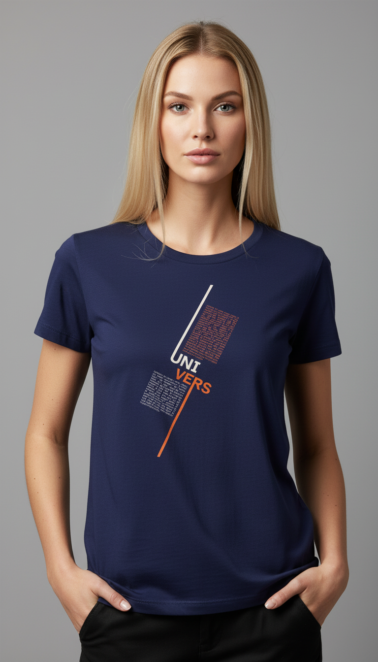 “UNIVERS” Minimal Graphic Mauve T-Shirt for Women – Modern Aesthetic Streetwear