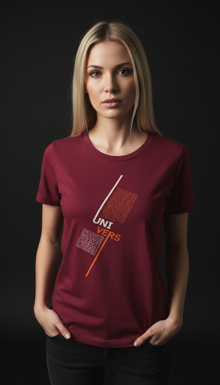 “UNIVERS” Minimal Graphic Mauve T-Shirt for Women – Modern Aesthetic Streetwear