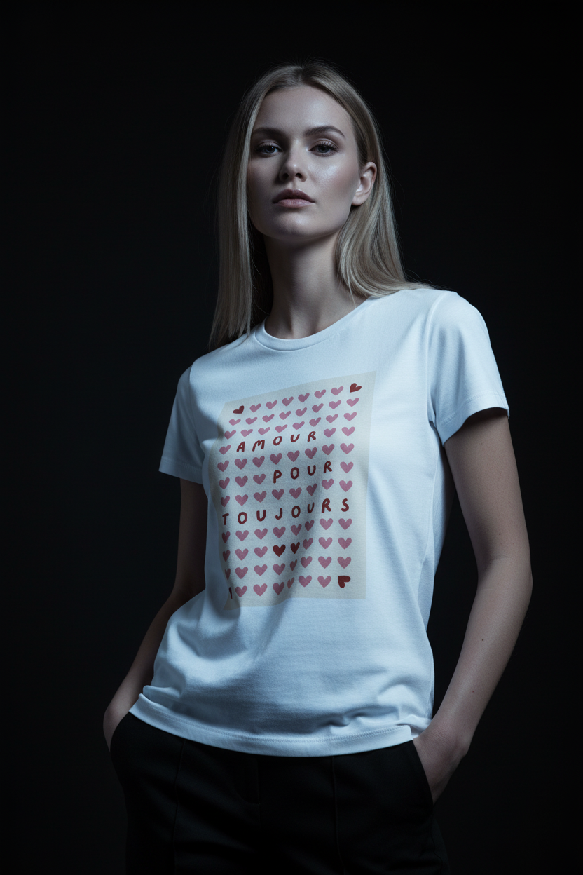 Amour Pour Toujours Cotton T-Shirt for Women | Love Graphic Tee