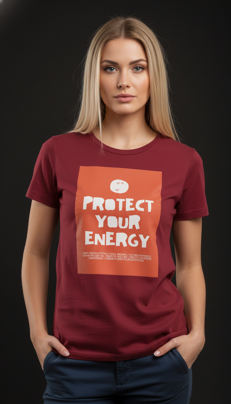 Protect Your Energy Cotton T-Shirt for Women | Motivational Graphic Tee