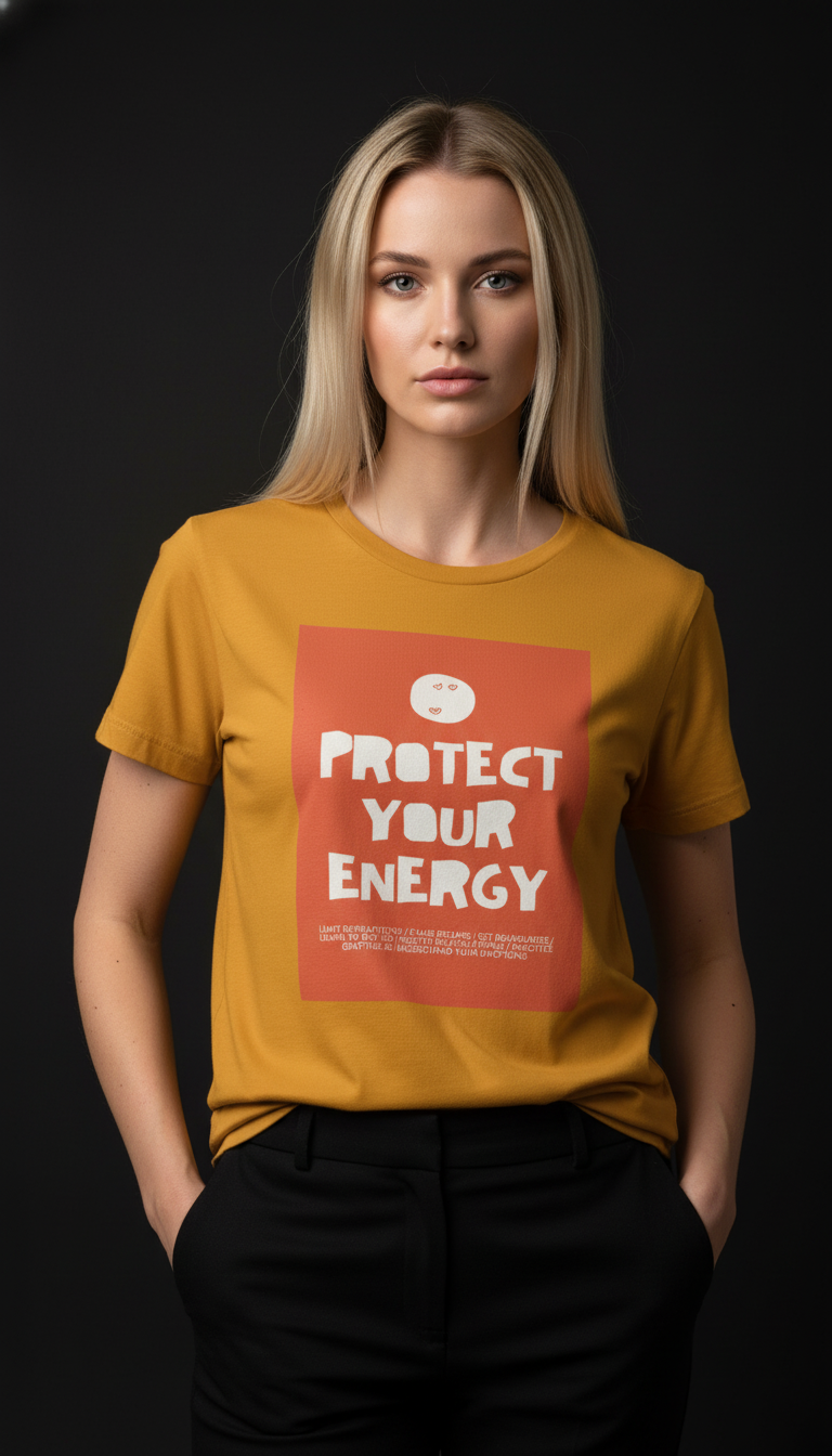 Protect Your Energy Cotton T-Shirt for Women | Motivational Graphic Tee