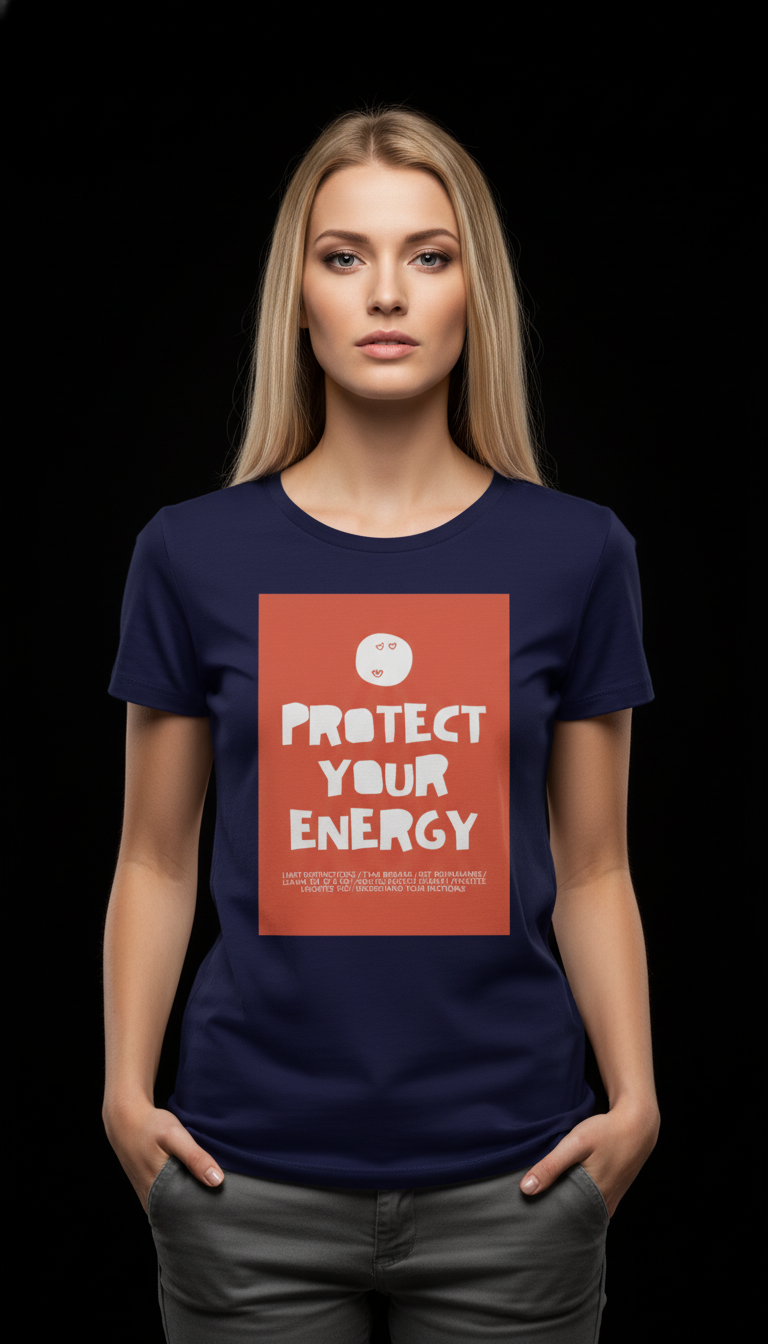 Protect Your Energy Cotton T-Shirt for Women | Motivational Graphic Tee