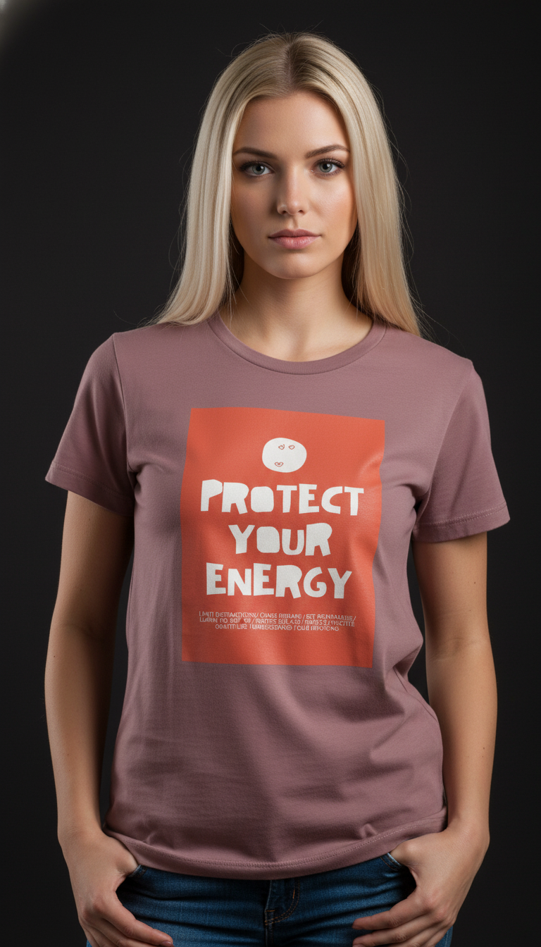 Protect Your Energy Cotton T-Shirt for Women | Motivational Graphic Tee