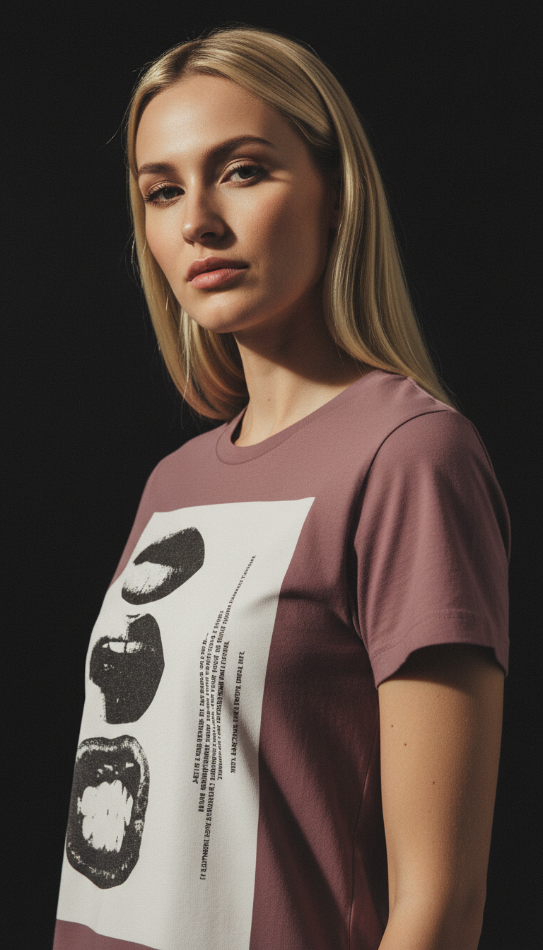 Abstract Lips Graphic T-Shirt for Women – Street Style Statement Tee