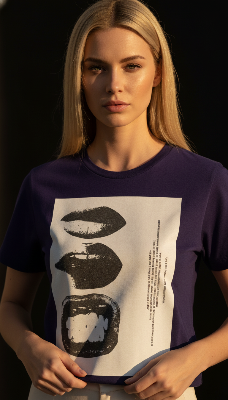 Abstract Lips Graphic T-Shirt for Women – Street Style Statement Tee