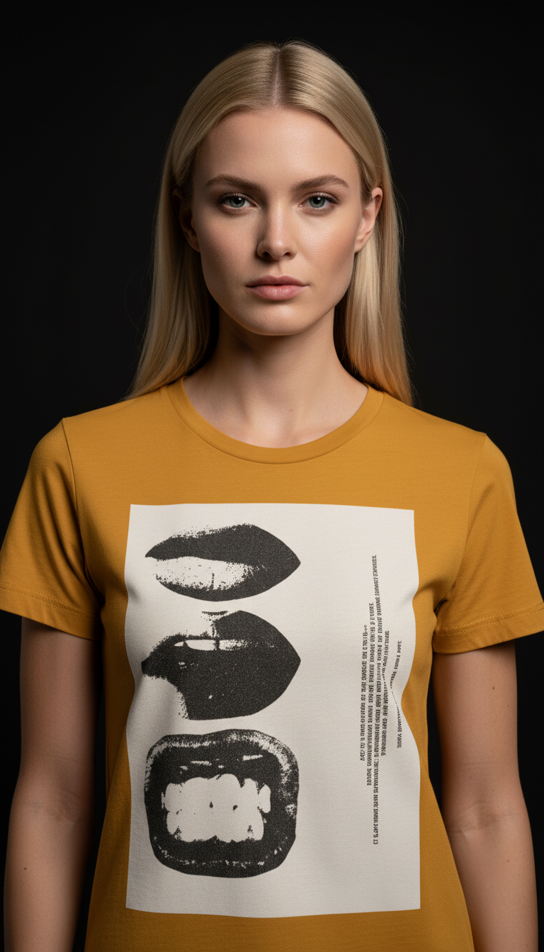 Abstract Lips Graphic T-Shirt for Women – Street Style Statement Tee