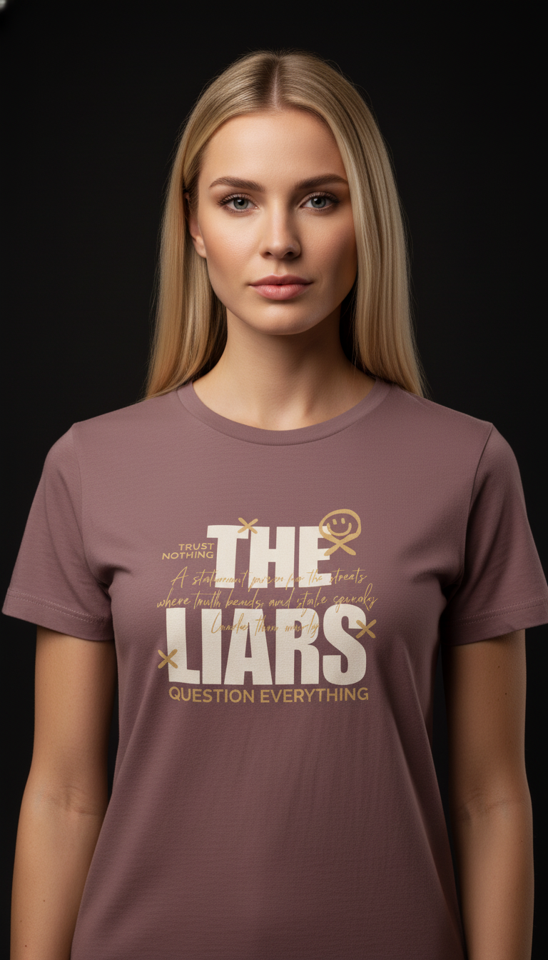 “THE LIARS – Trust Nothing, Question Everything” Black T-Shirt for Women