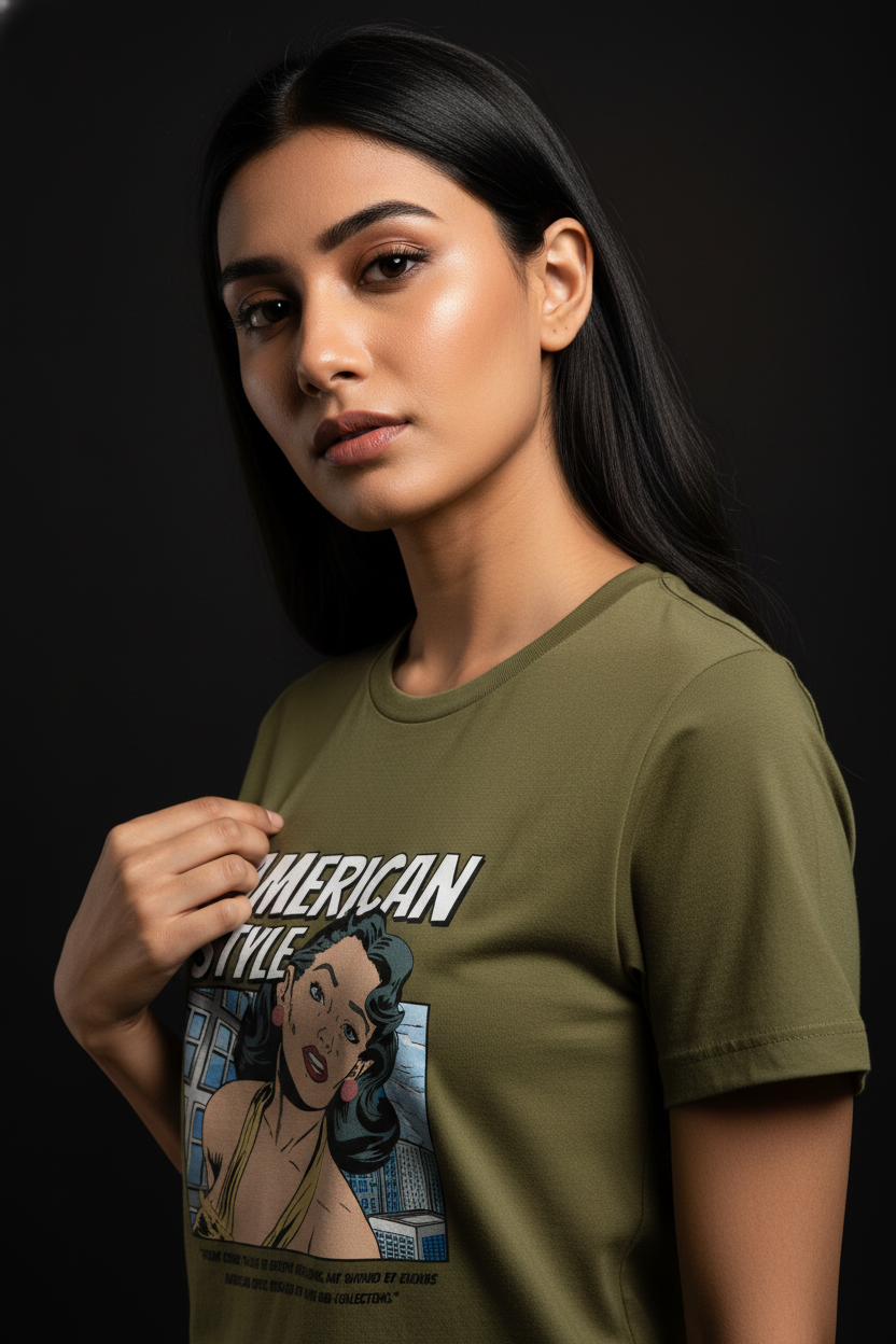 “American Style” Retro Comic Graphic T-Shirt for Women