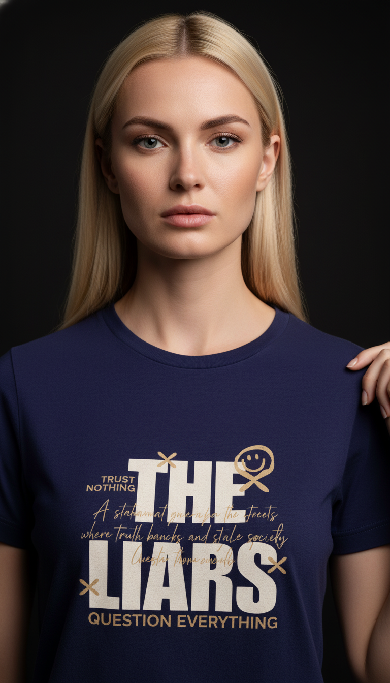 “THE LIARS – Trust Nothing, Question Everything” Black T-Shirt for Women