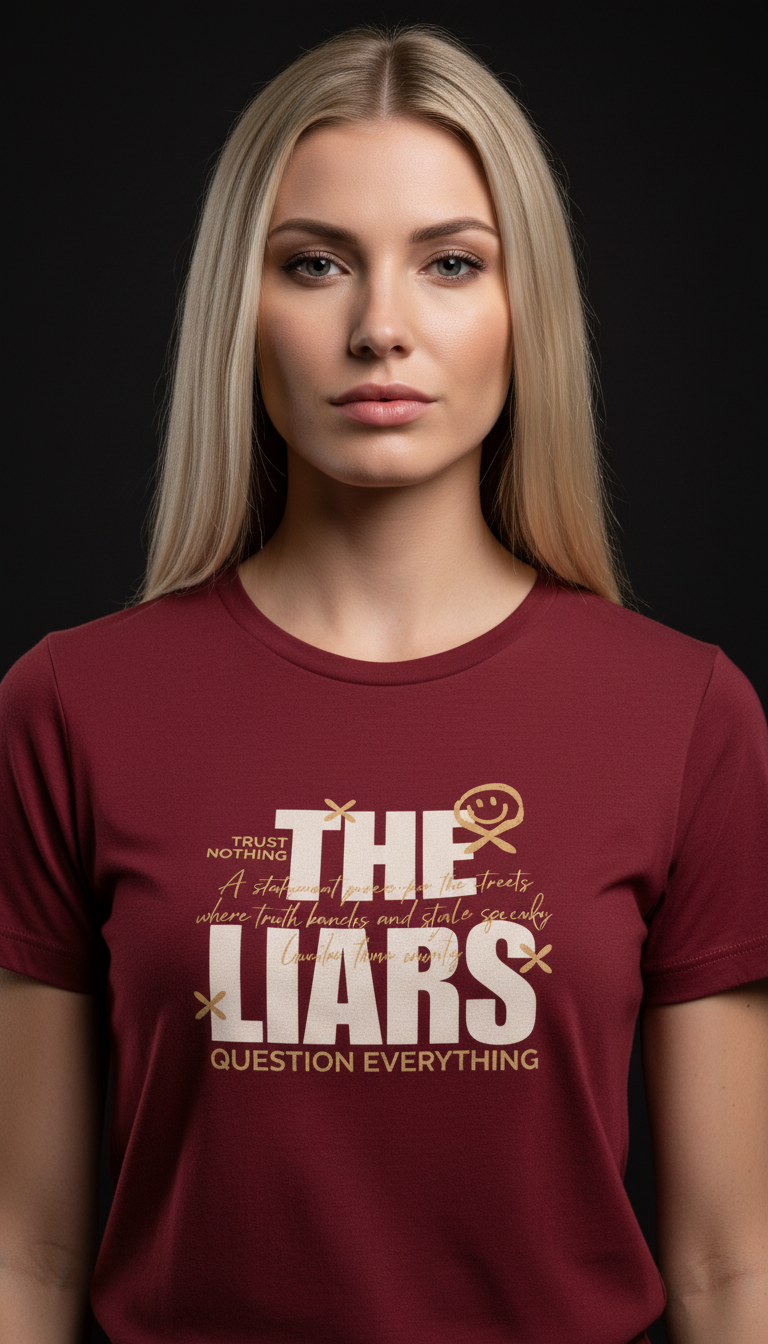 “THE LIARS – Trust Nothing, Question Everything” Black T-Shirt for Women