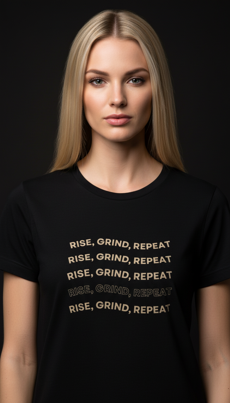 Rise, Grind, Repeat Cotton T-Shirt for Women | Motivational Graphic Tee