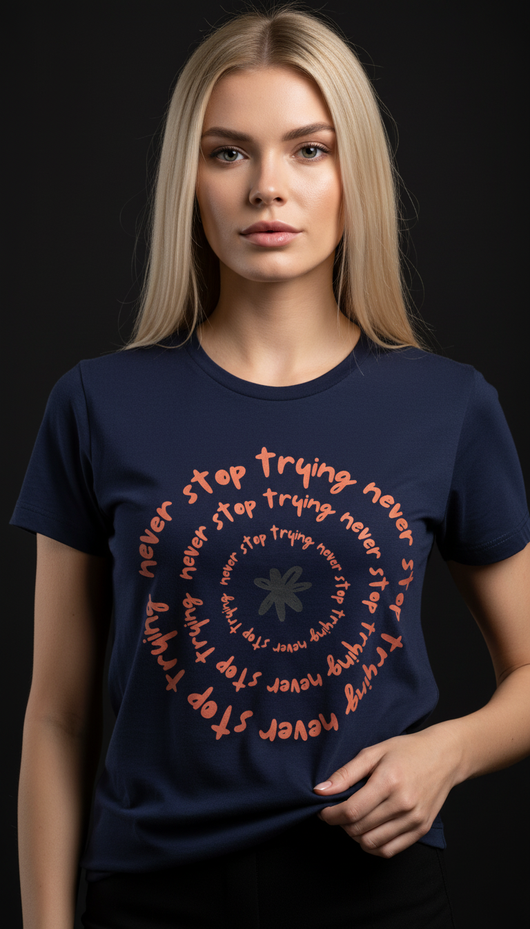 Never Stop Trying Cotton T-Shirt for Women | Motivational Graphic Tee