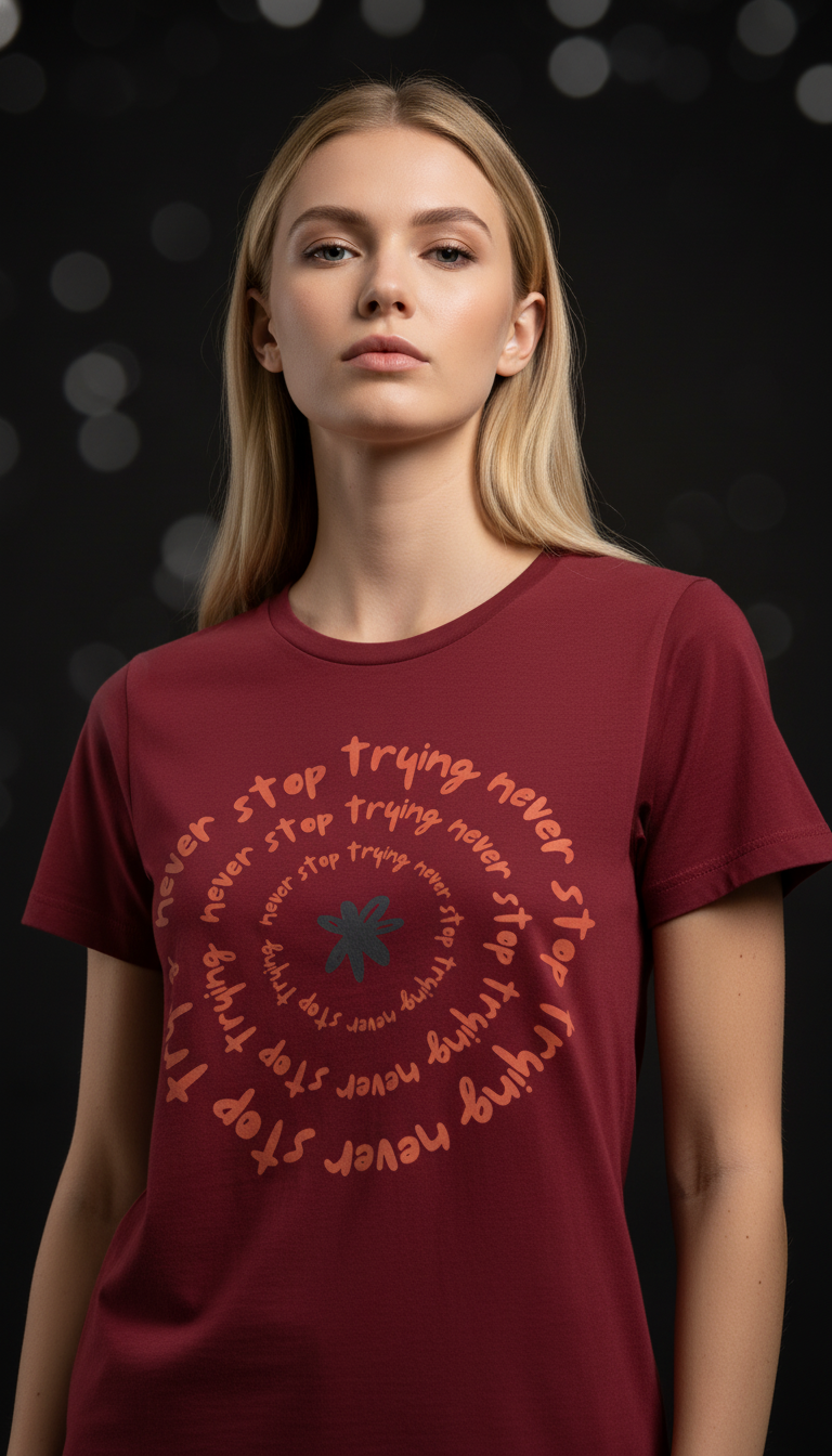 Never Stop Trying Cotton T-Shirt for Women | Motivational Graphic Tee