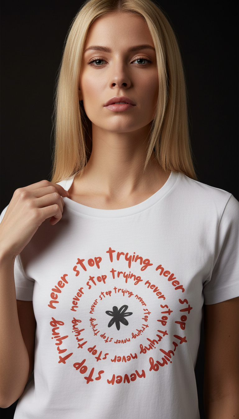 Never Stop Trying Cotton T-Shirt for Women | Motivational Graphic Tee