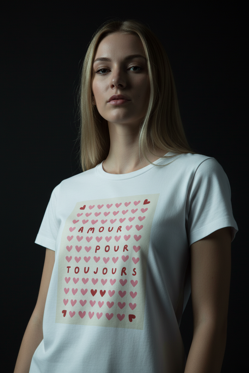 Amour Pour Toujours Cotton T-Shirt for Women | Love Graphic Tee