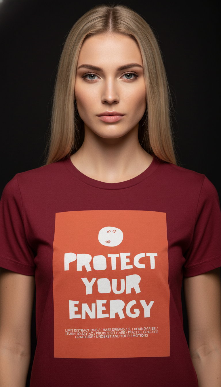 Protect Your Energy Cotton T-Shirt for Women | Motivational Graphic Tee