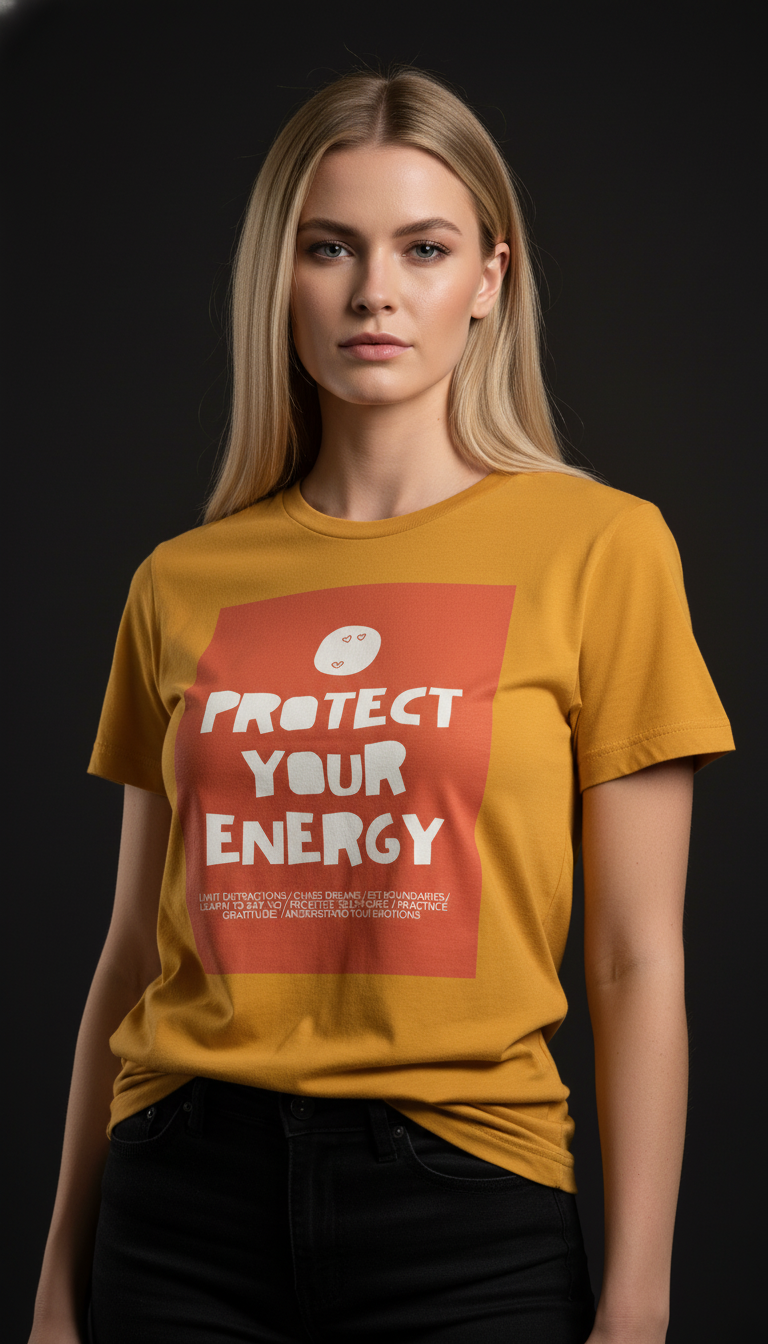 Protect Your Energy Cotton T-Shirt for Women | Motivational Graphic Tee
