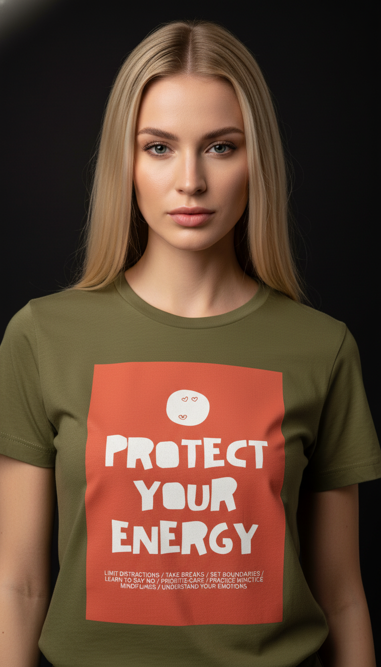 Protect Your Energy Cotton T-Shirt for Women | Motivational Graphic Tee