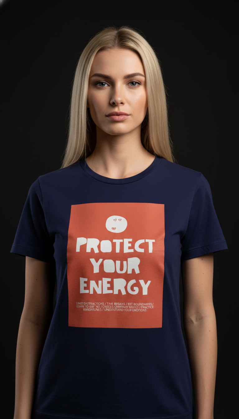 Protect Your Energy Cotton T-Shirt for Women | Motivational Graphic Tee