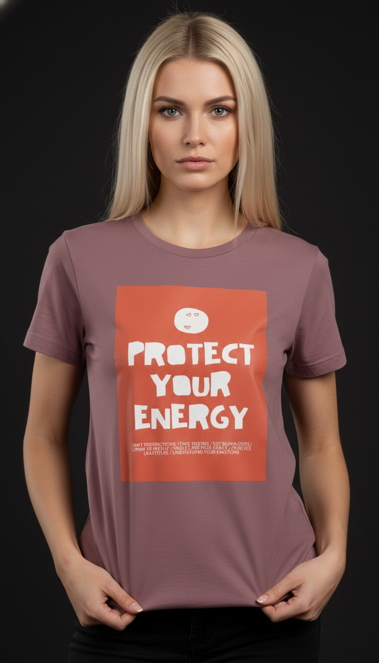 Protect Your Energy Cotton T-Shirt for Women | Motivational Graphic Tee