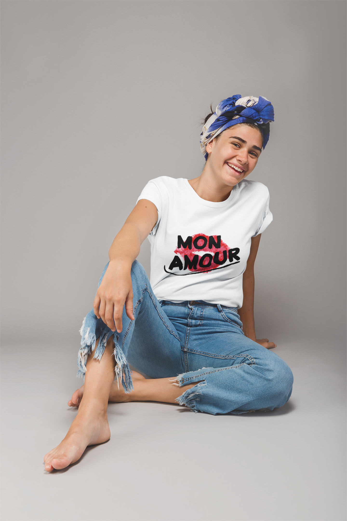 "MON AMOUR" French Kiss Mustered Yellow Tee 💋 – For the Romantic Rebel