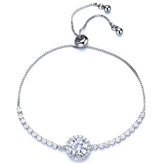 Adjustable Crystal Stone Bracelet | Platinum