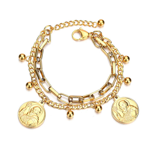 Stainless Steel Pendant Bracelet | Gold
