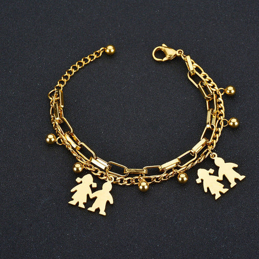 Stainless Steel Pendant Bracelet | Gold