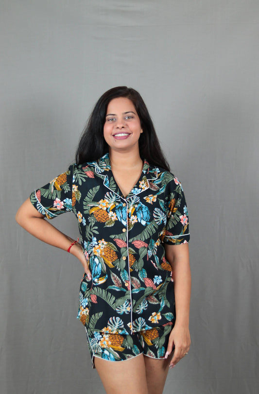 Tropical Print Short PJ Set