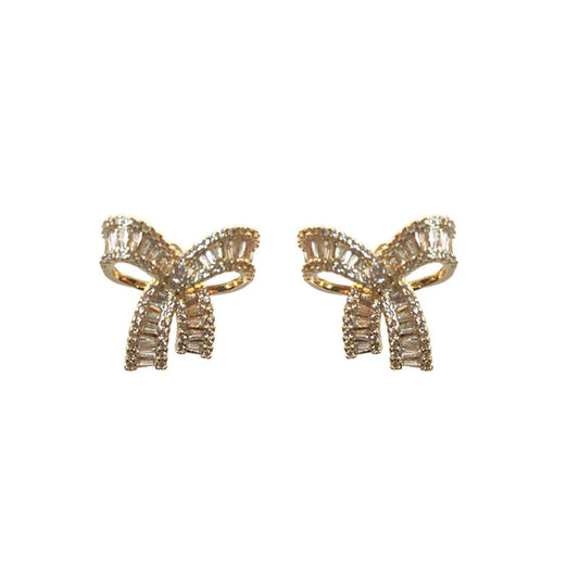 Crystal & Silver Ribbon Earrings